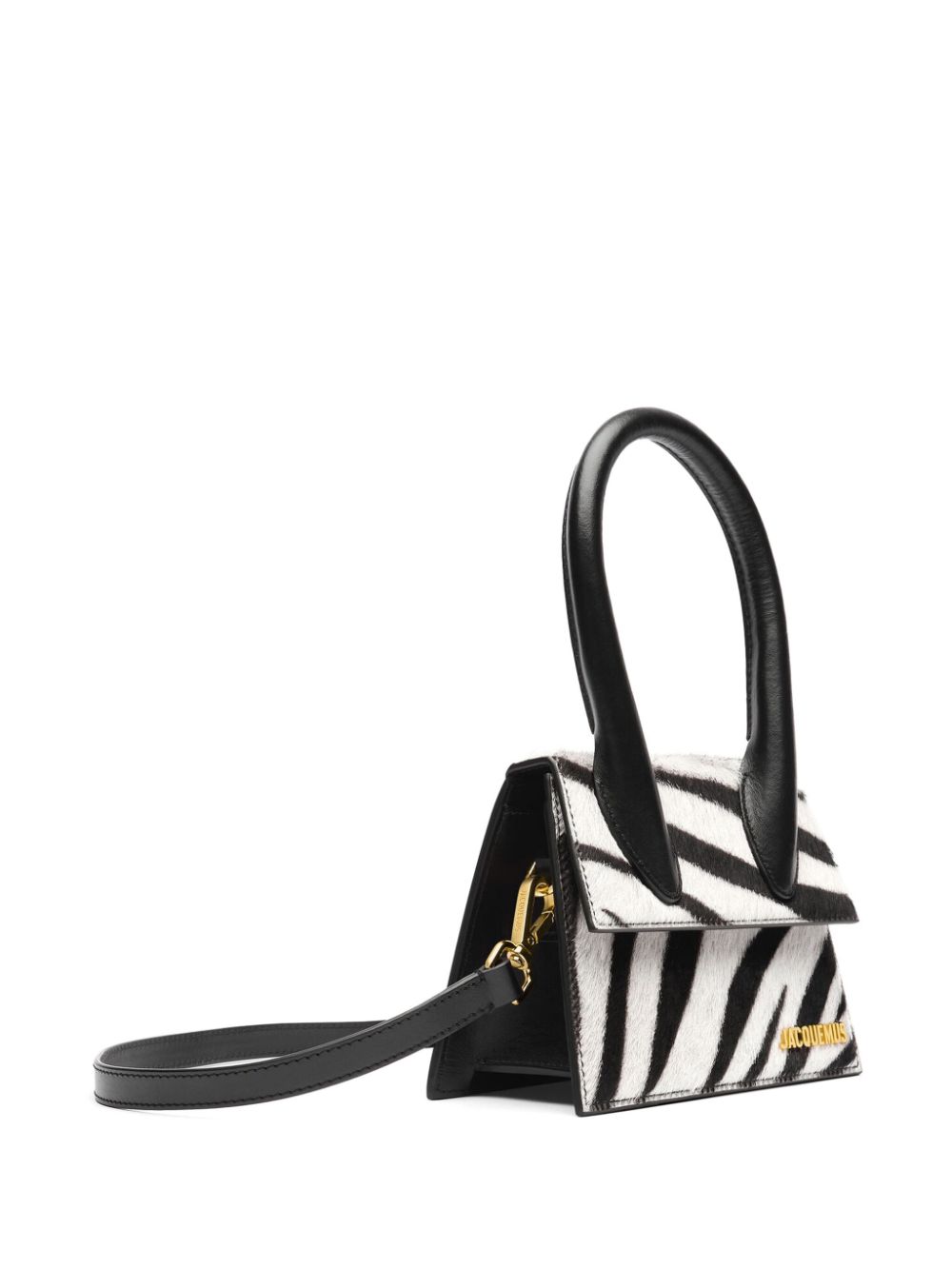 JACQUEMUS Le Chiquito Zebra Print Calfskin Shoulder Bag - Black image 4