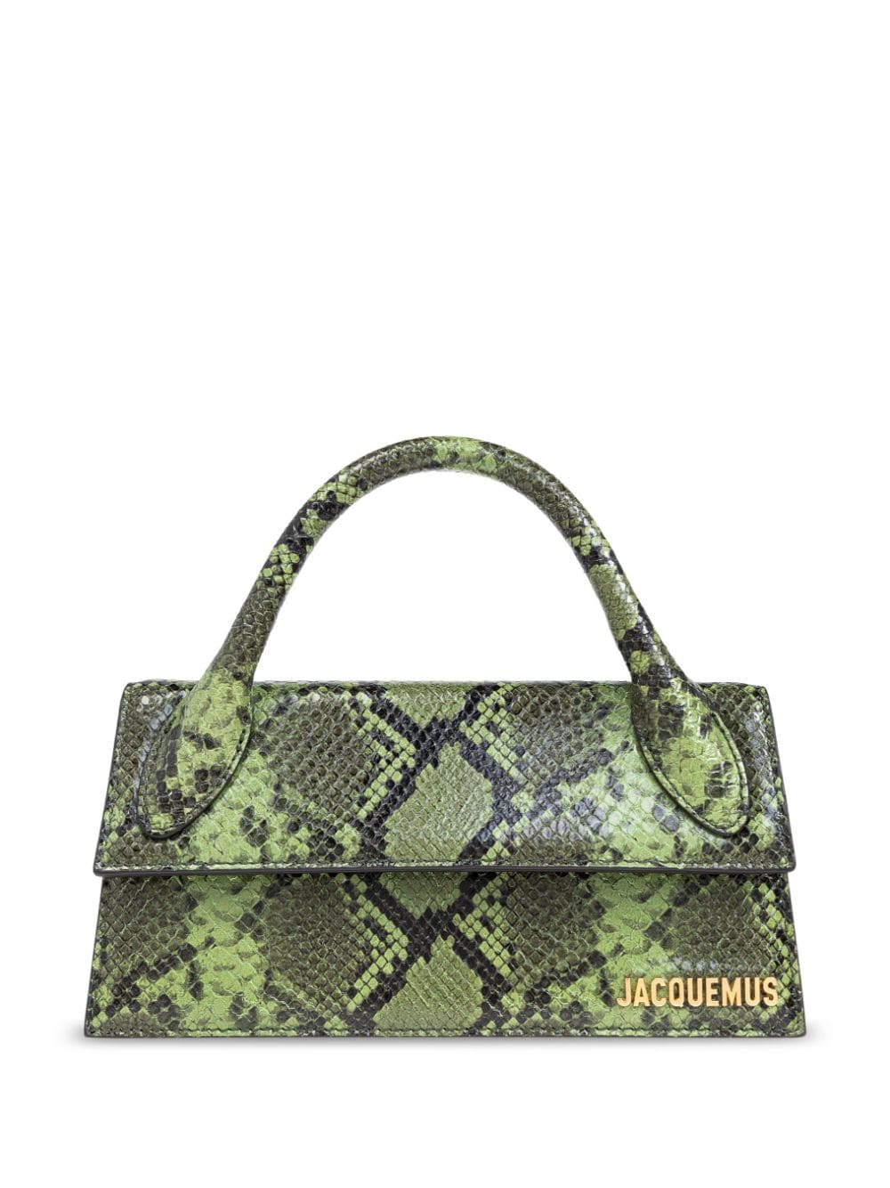 JACQUEMUS Green Calfskin Leather Snakeskin Effect Foldover Bag image 0