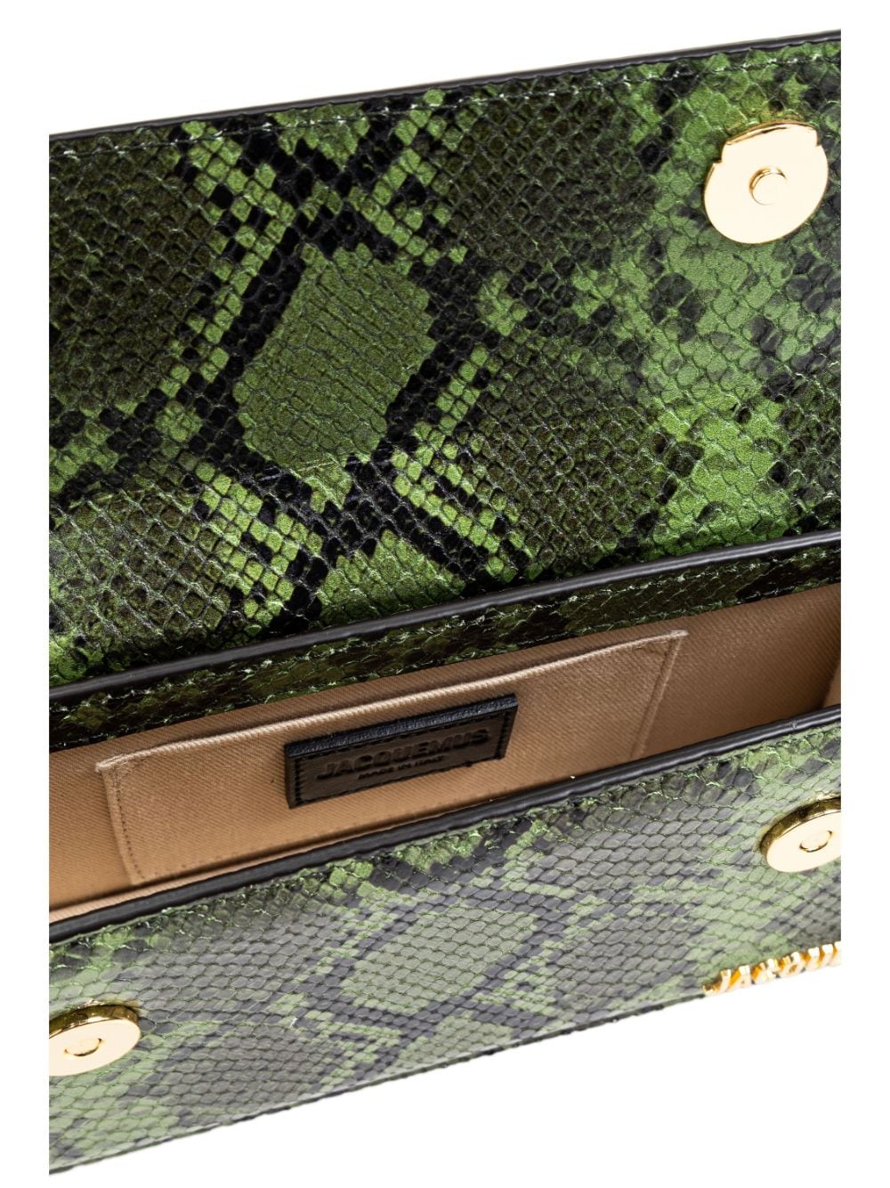 JACQUEMUS Green Calfskin Leather Snakeskin Effect Foldover Bag image 4