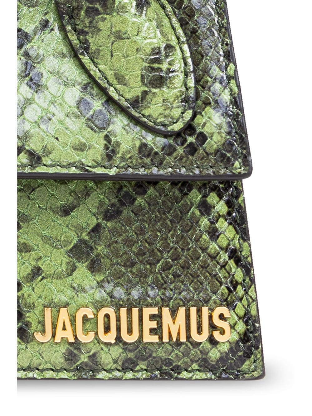 JACQUEMUS Green Calfskin Leather Snakeskin Effect Foldover Bag image 5