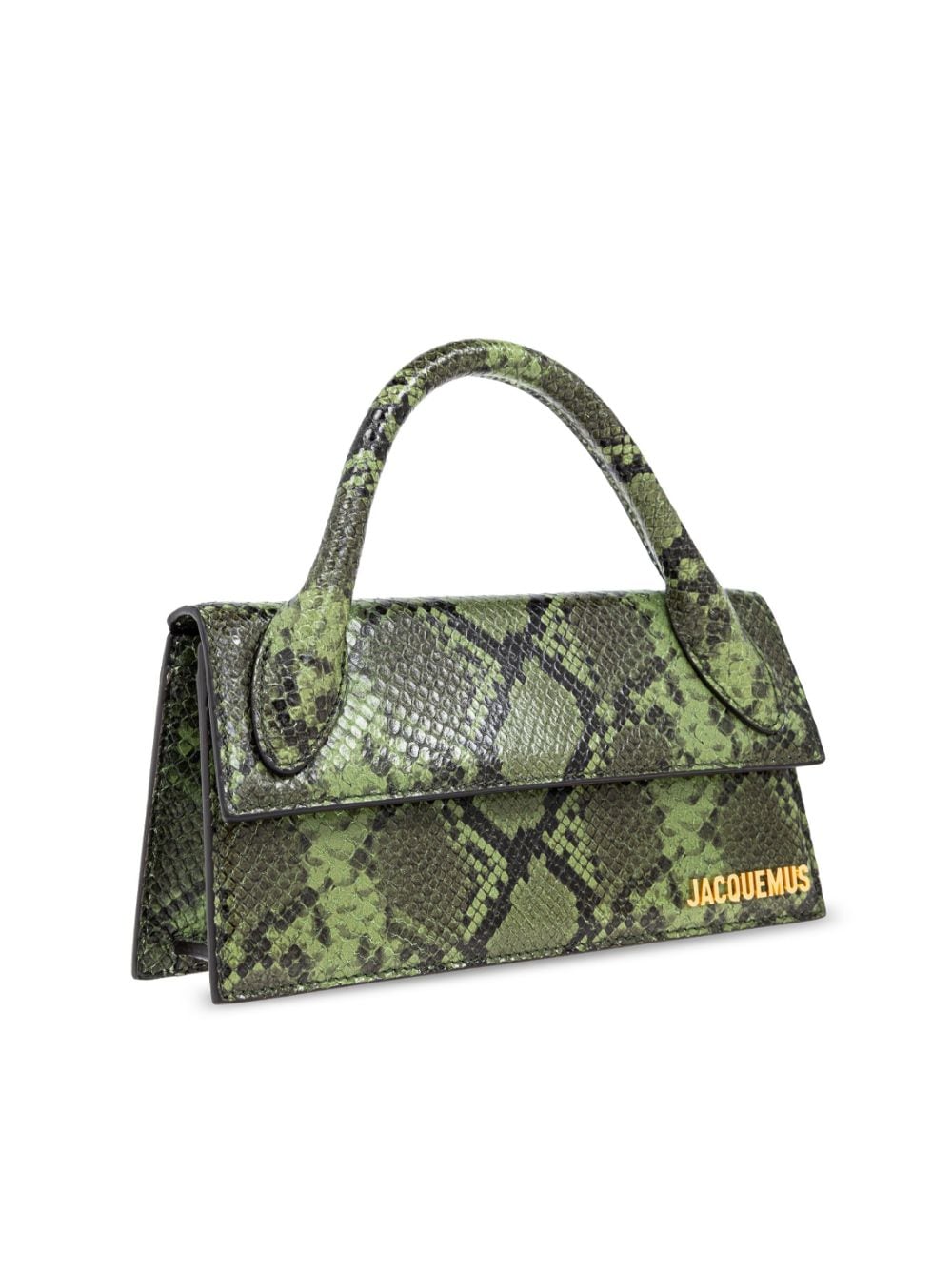 JACQUEMUS Green Calfskin Leather Snakeskin Effect Foldover Bag image 6