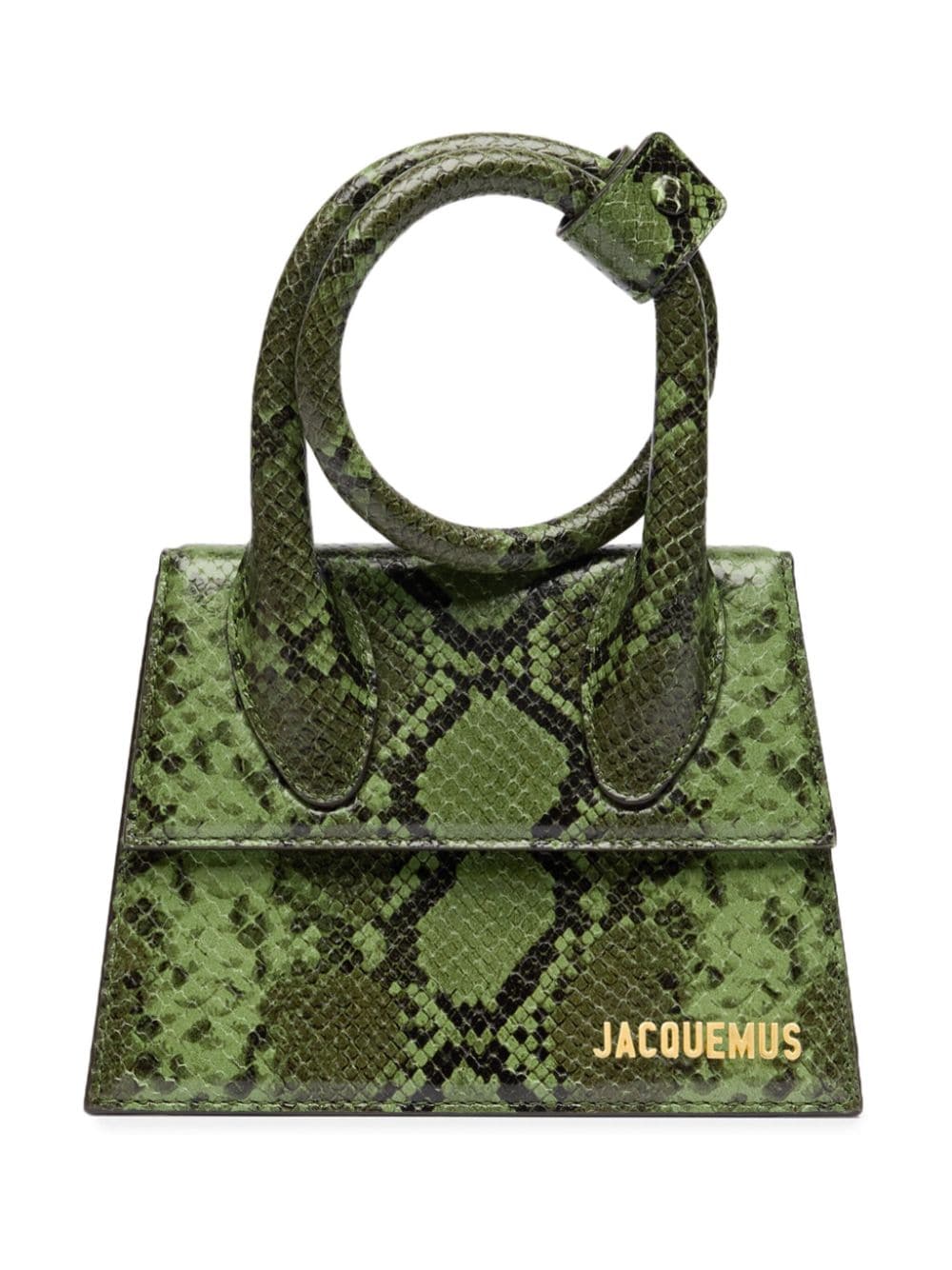 JACQUEMUS Le Chiquito Green Snakeskin Embossed Leather Bag image 0