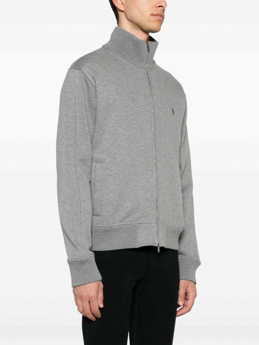 Givenchy Grey Cotton Blend Jersey Long Sleeve Coat image 1