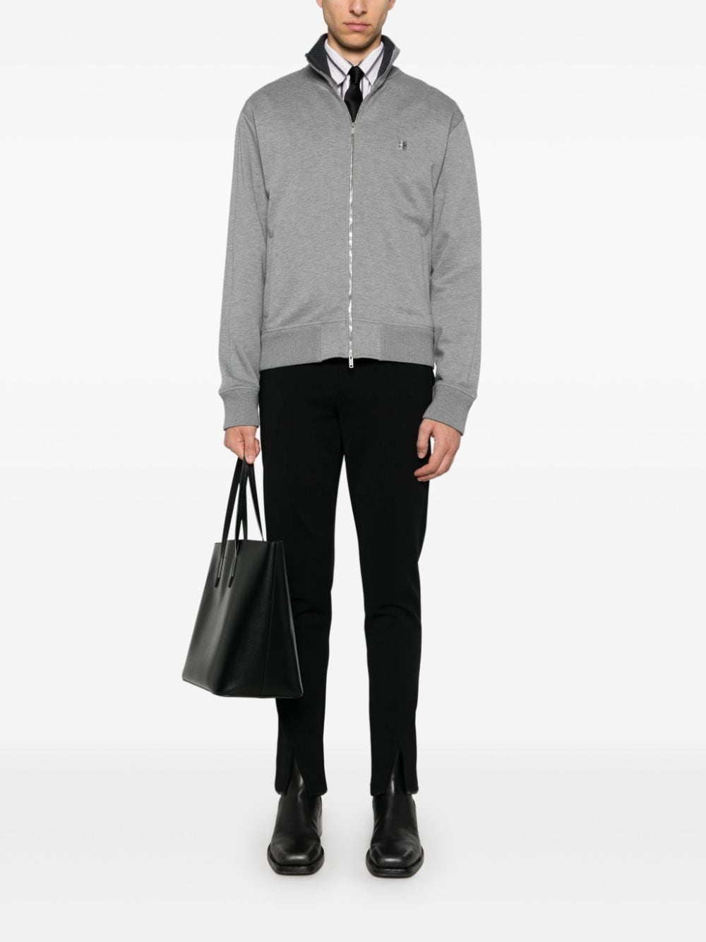 Givenchy Grey Cotton Blend Jersey Long Sleeve Coat image 2