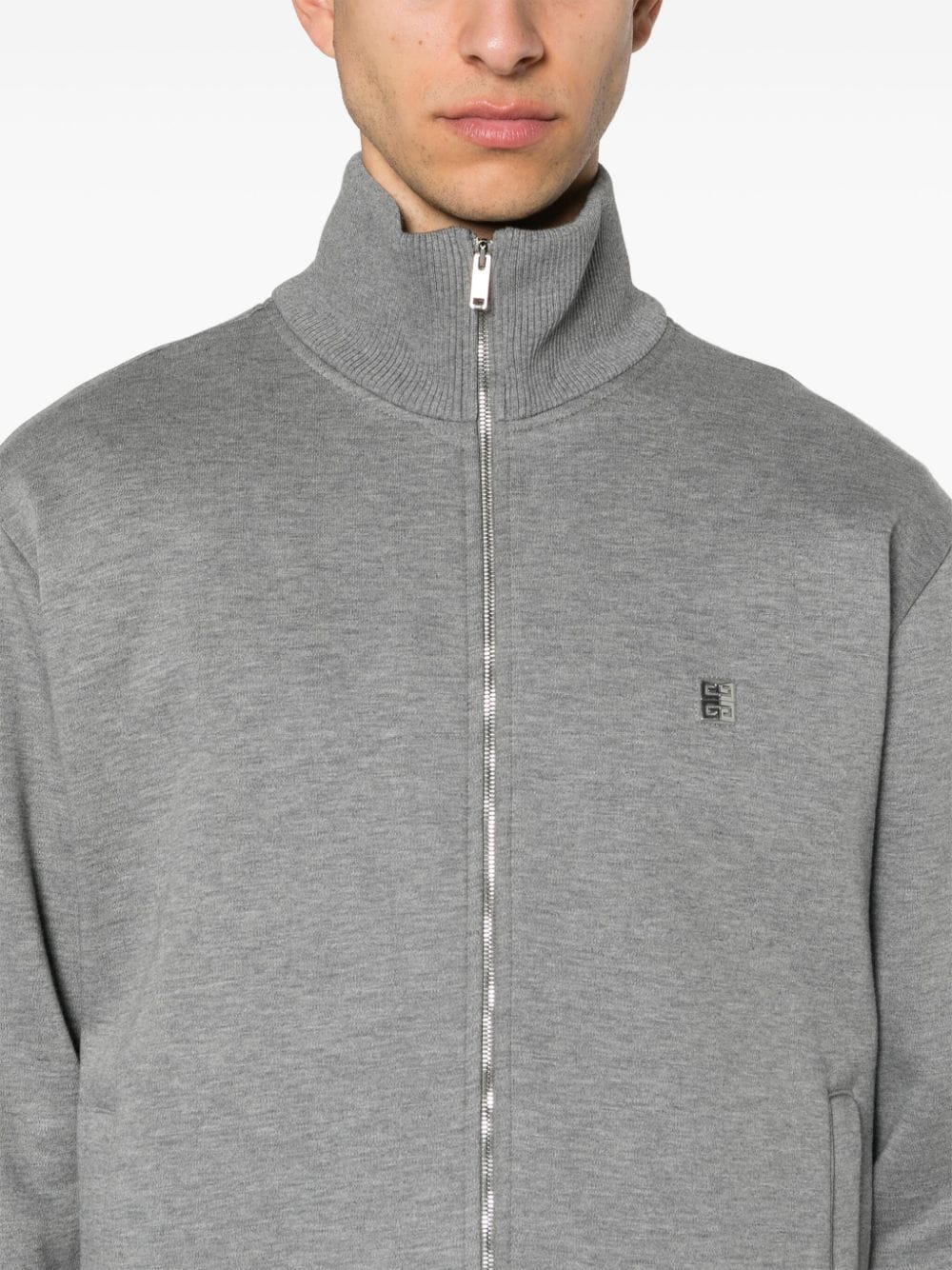 Givenchy Grey Cotton Blend Jersey Long Sleeve Coat image 4