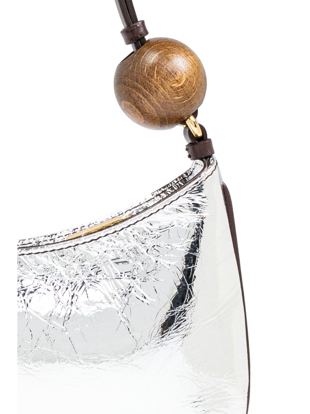 JACQUEMUS Silver Calf Leather Crinkled Shoulder Bag image 1