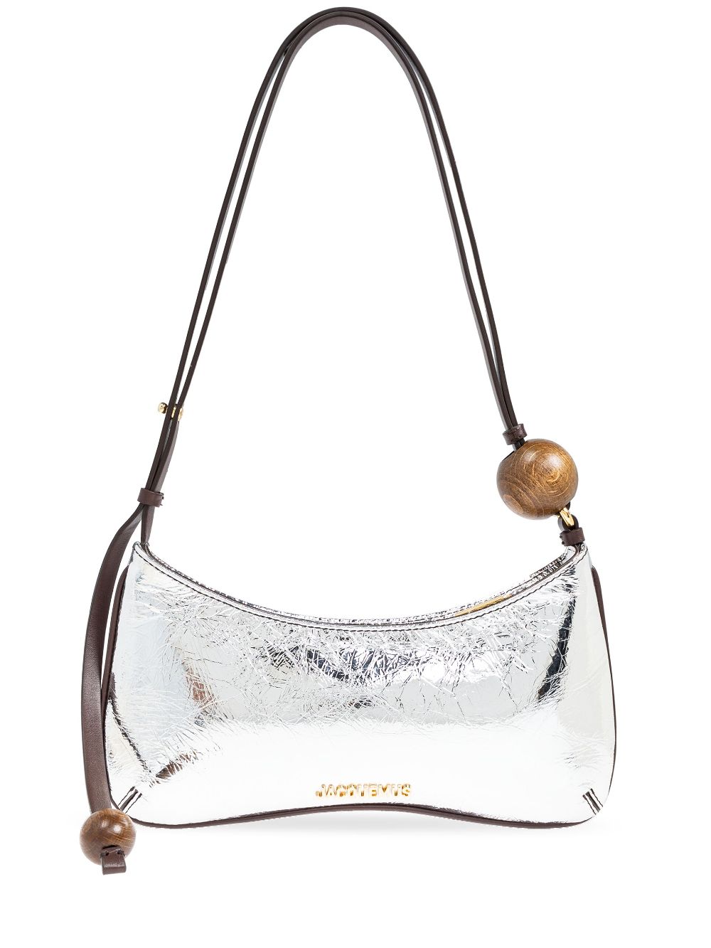 JACQUEMUS Silver Calf Leather Crinkled Shoulder Bag image 0