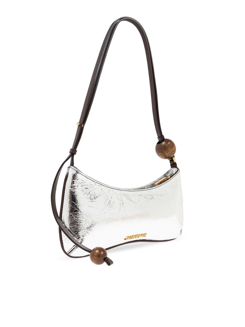 JACQUEMUS Silver Calf Leather Crinkled Shoulder Bag image 4