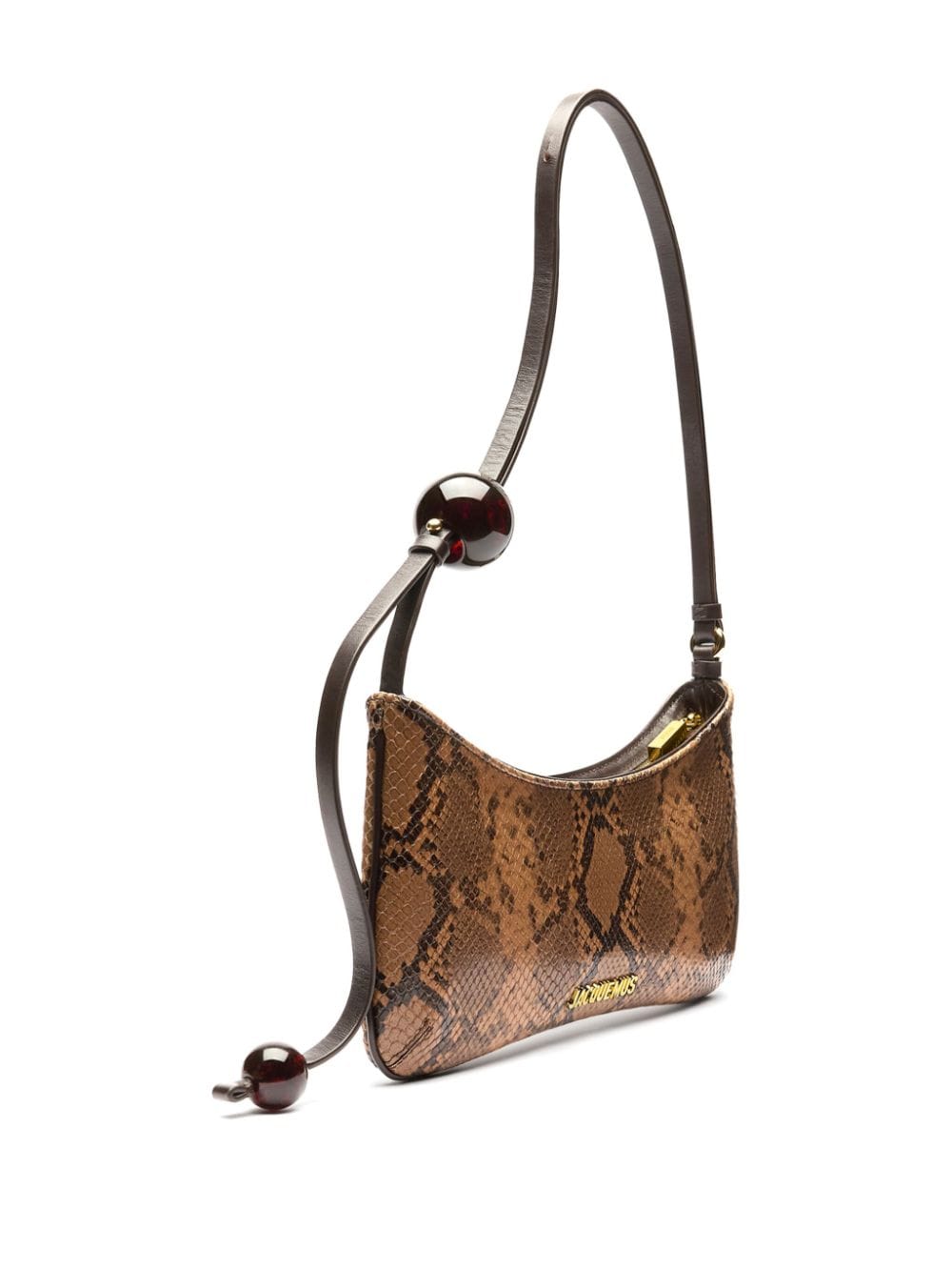 JACQUEMUS Brown Python-Embossed Calf Leather Shoulder Bag image 3