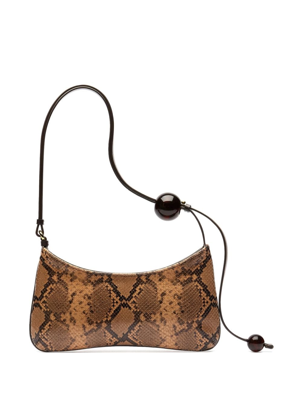 JACQUEMUS Brown Python-Embossed Calf Leather Shoulder Bag image 4