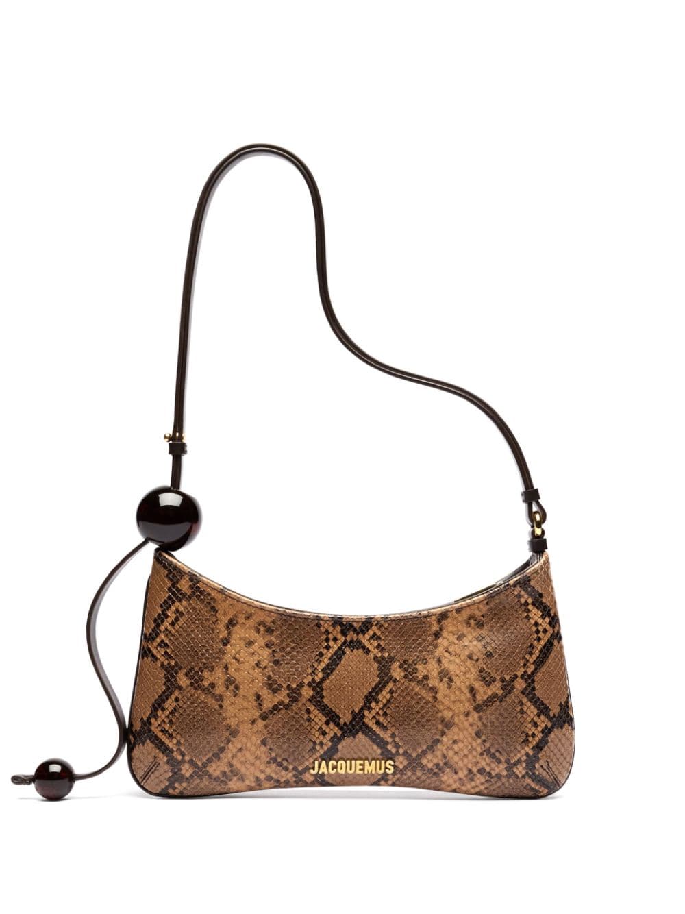 JACQUEMUS Brown Python-Embossed Calf Leather Shoulder Bag image 0