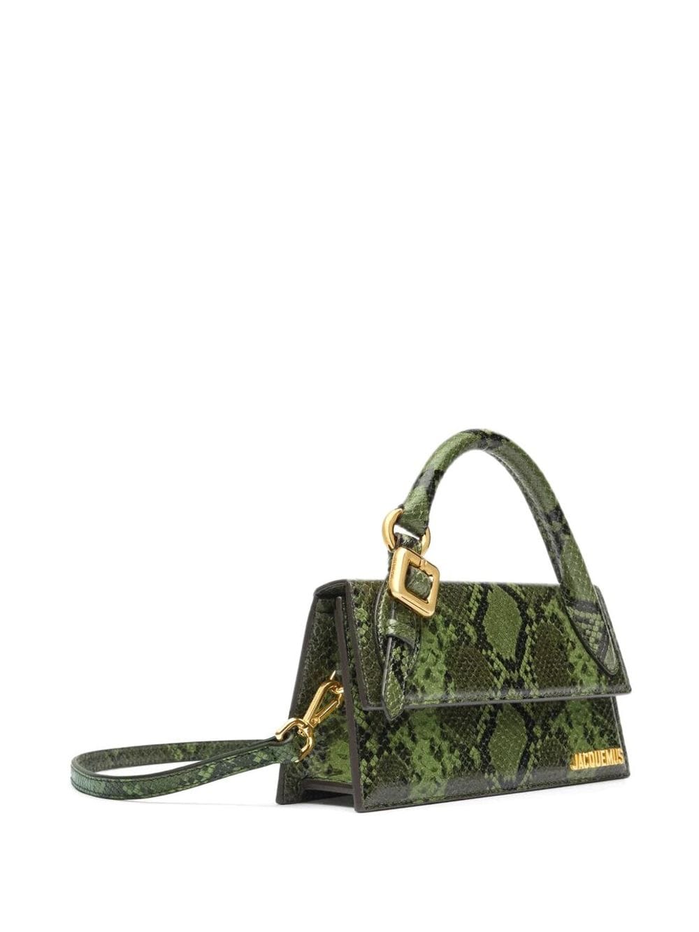 JACQUEMUS Le Chiquito Mini Snakeskin-Effect Leather Bag - Green image 3