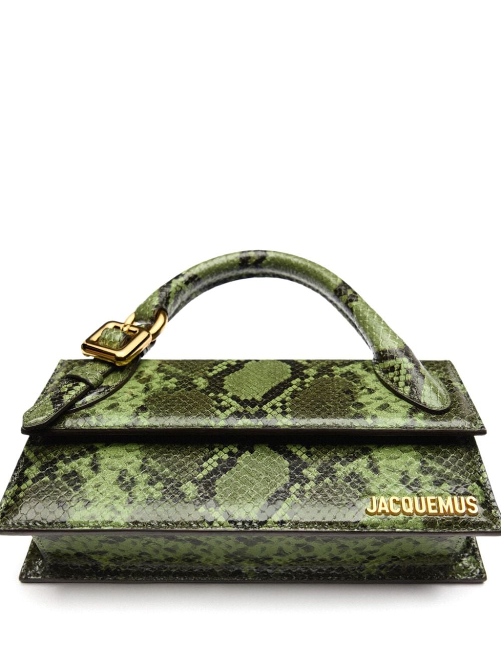 JACQUEMUS Le Chiquito Mini Snakeskin-Effect Leather Bag - Green image 4