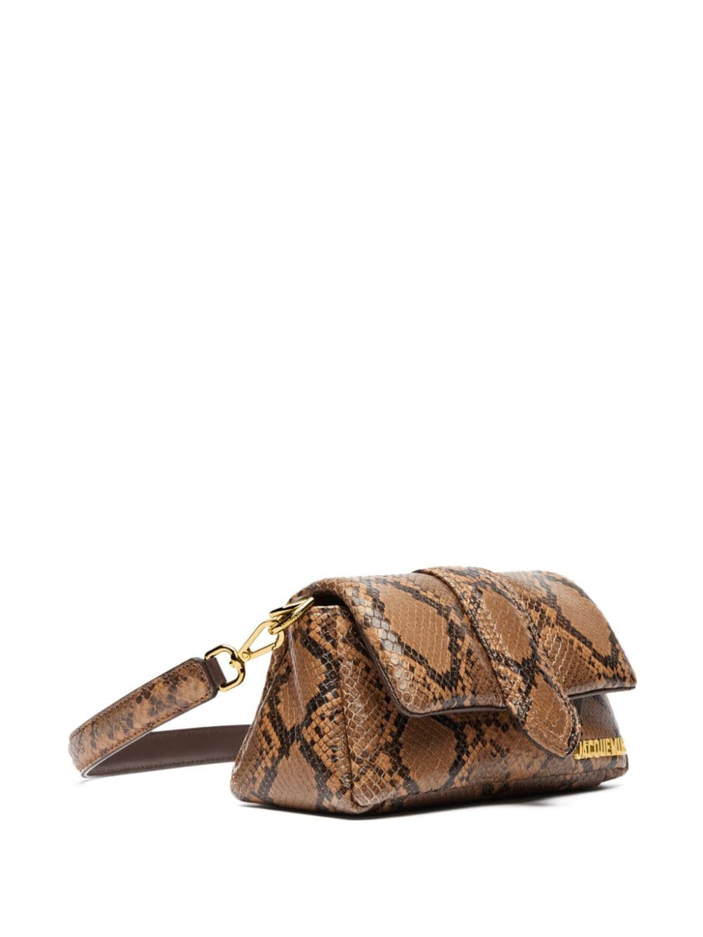 JACQUEMUS Le Chiquito Python-Embossed Foldover Top Handle Bag - Brown image 4