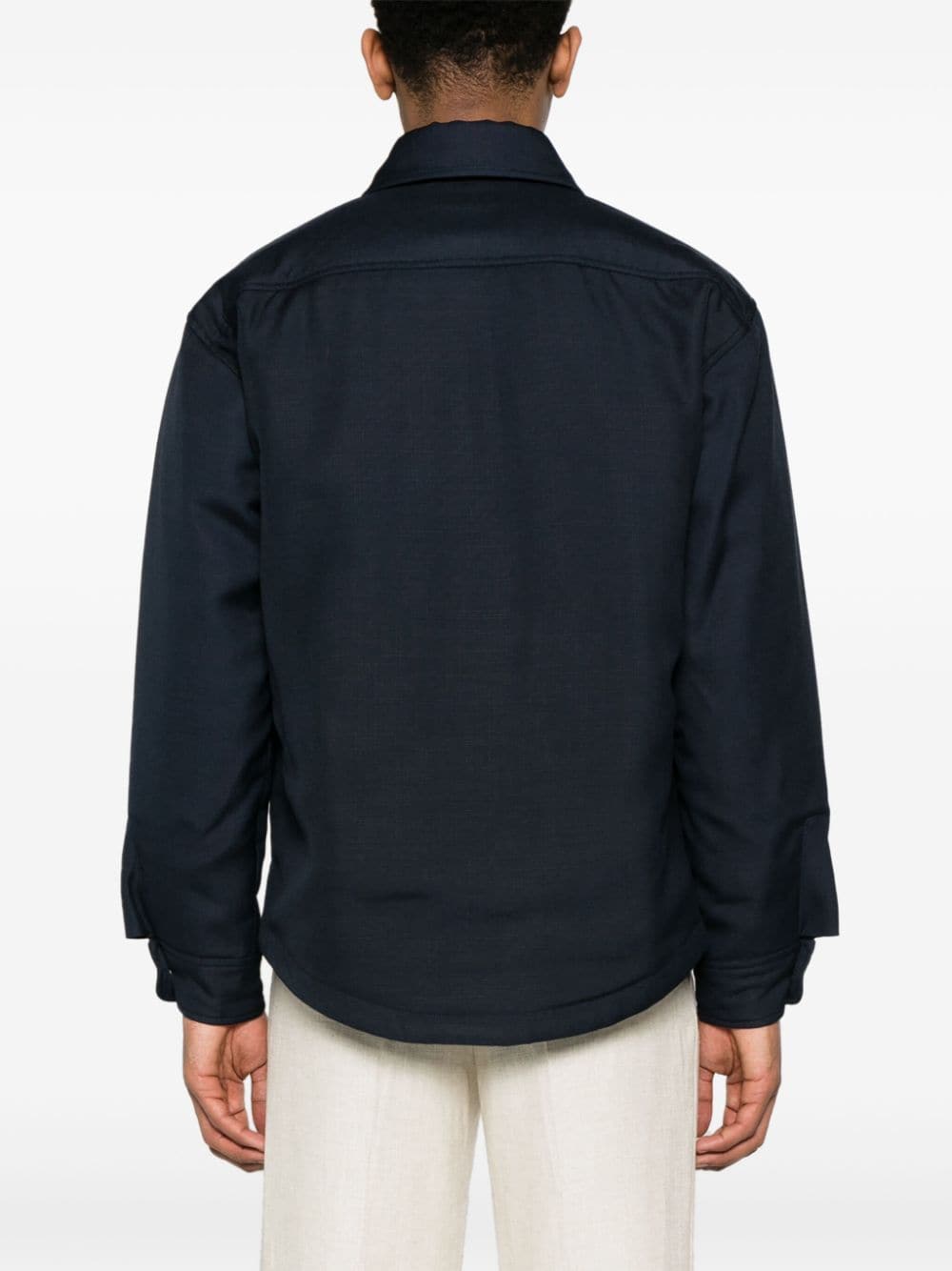 Jacquemus Navy Blue Padded Embroidered Logo Shirt image 1