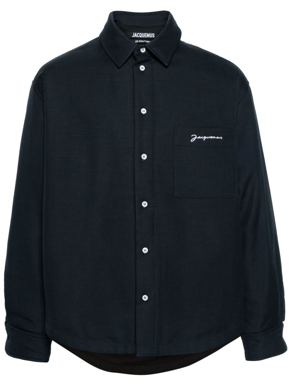 Jacquemus Navy Blue Padded Embroidered Logo Shirt image 0