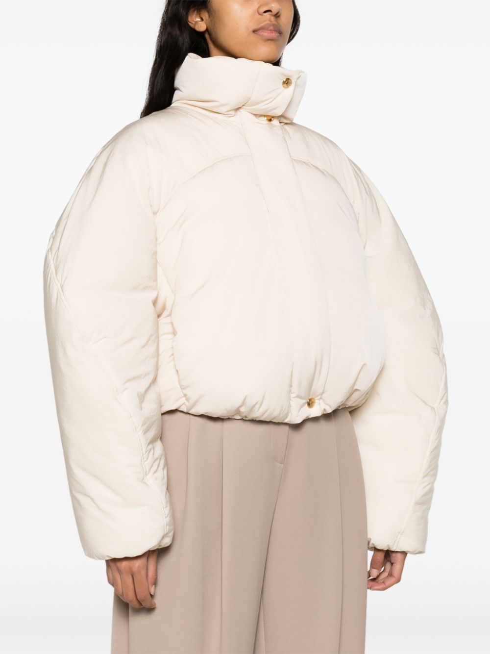 JACQUEMUS White Padded Funnel Neck Coat image 1