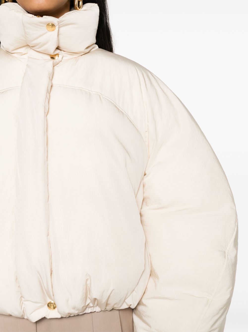 JACQUEMUS White Padded Funnel Neck Coat image 2