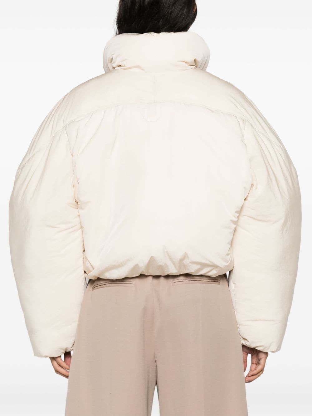 JACQUEMUS White Padded Funnel Neck Coat image 3