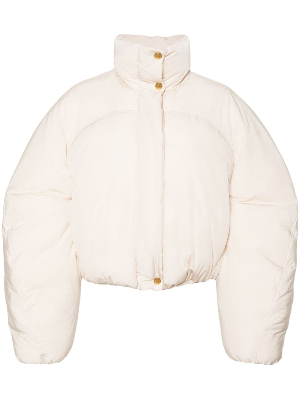 JACQUEMUS White Padded Funnel Neck Coat image 0