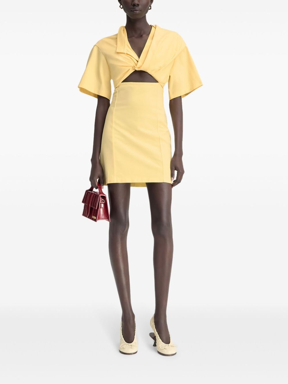 JACQUEMUS Yellow Cotton Cut-Out Dress image 4