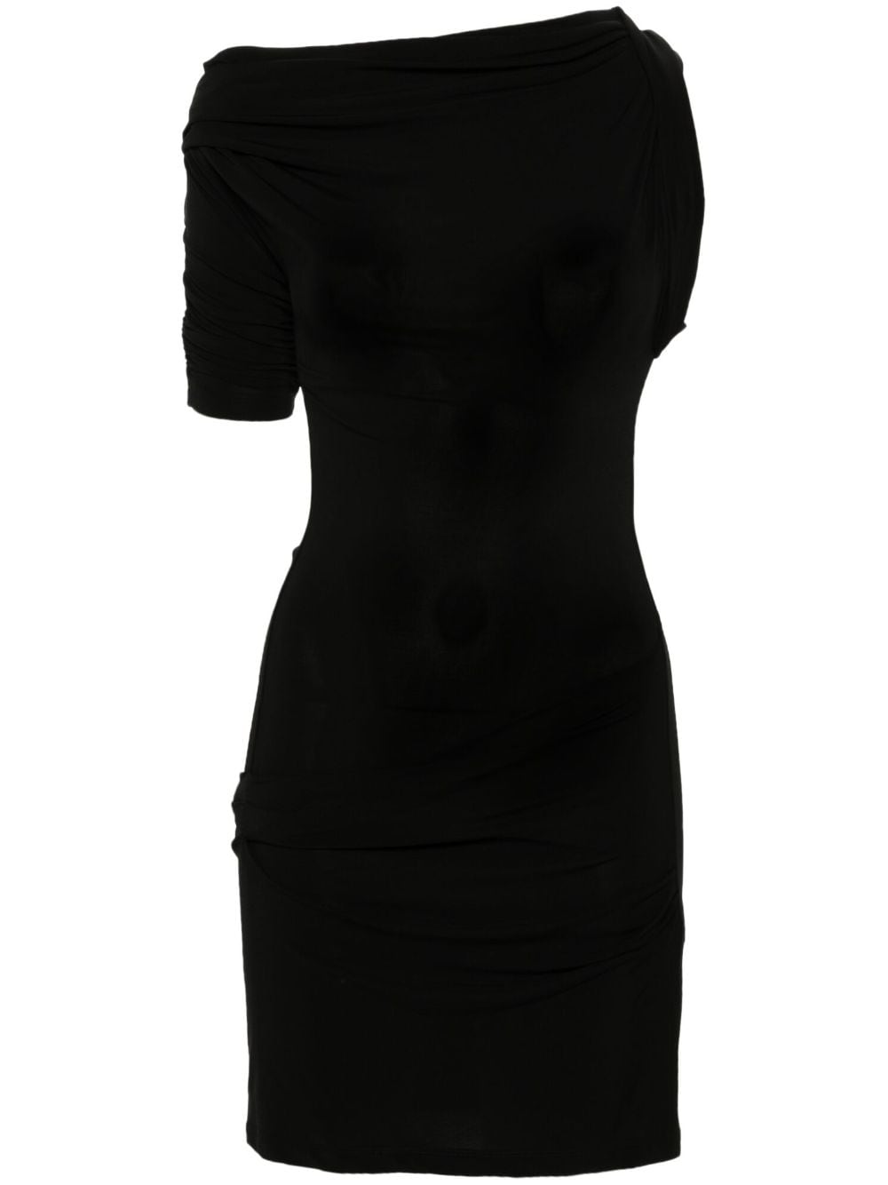 Jacquemus Black Asymmetric Neck Twist Detail Dress image 0