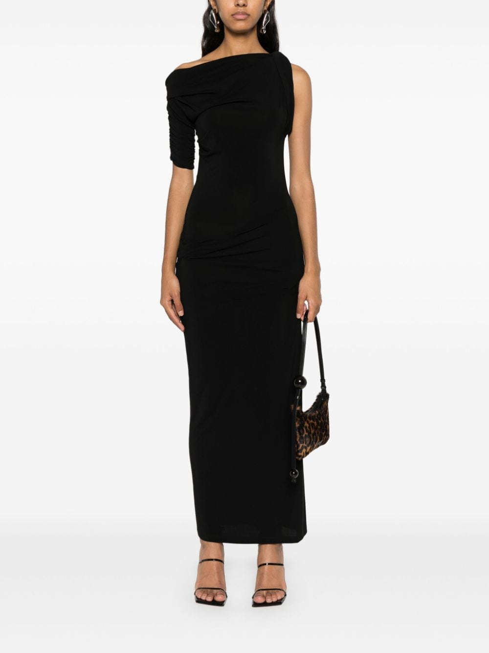 JACQUEMUS Asymmetric Neck Twist Detail Dress - Black image 1