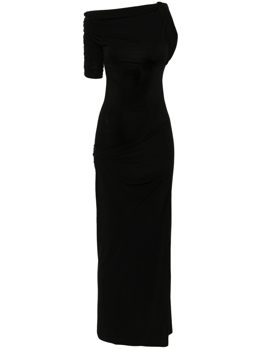 JACQUEMUS Asymmetric Neck Twist Detail Dress - Black image 0