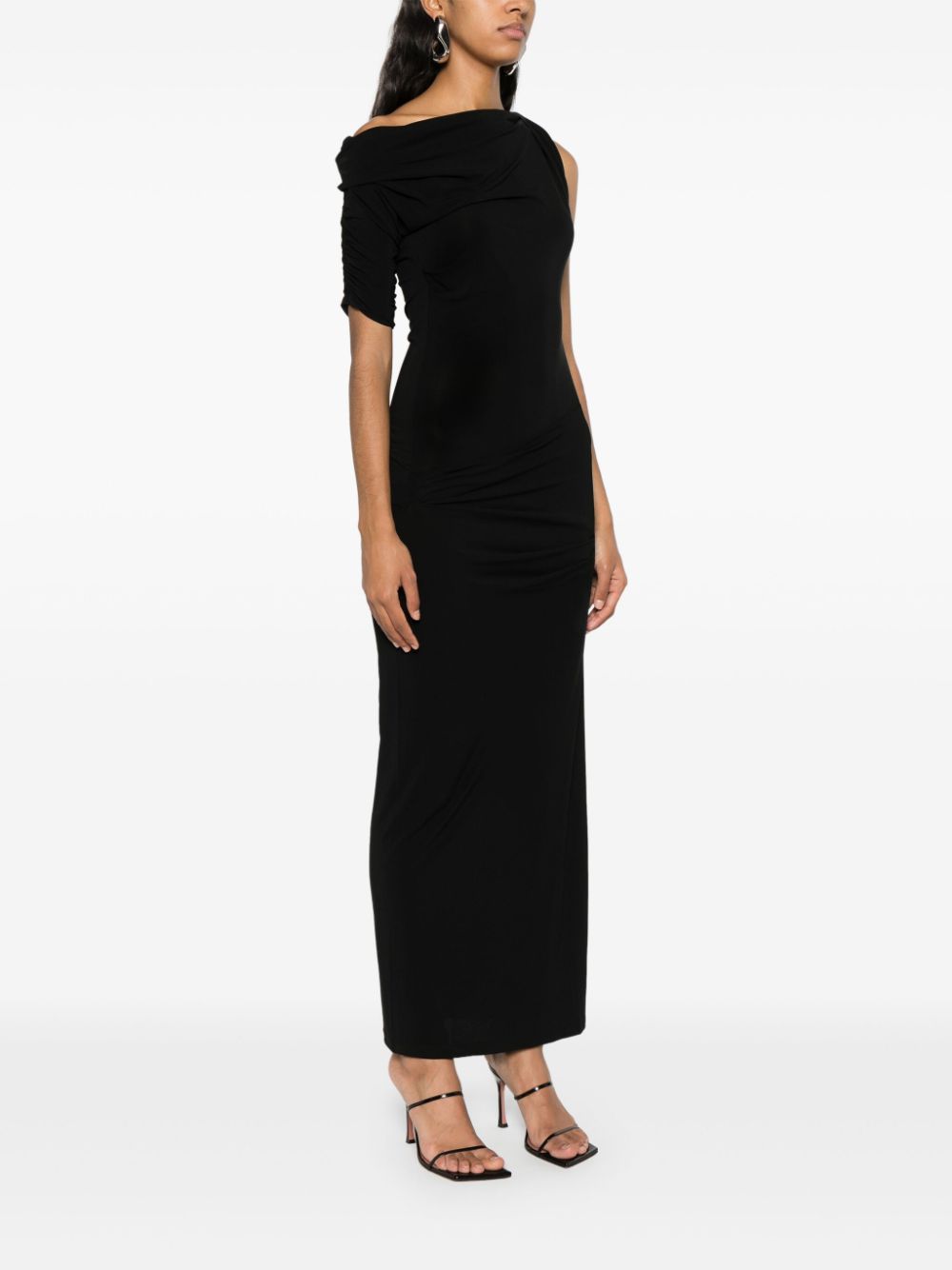 JACQUEMUS Asymmetric Neck Twist Detail Dress - Black image 4