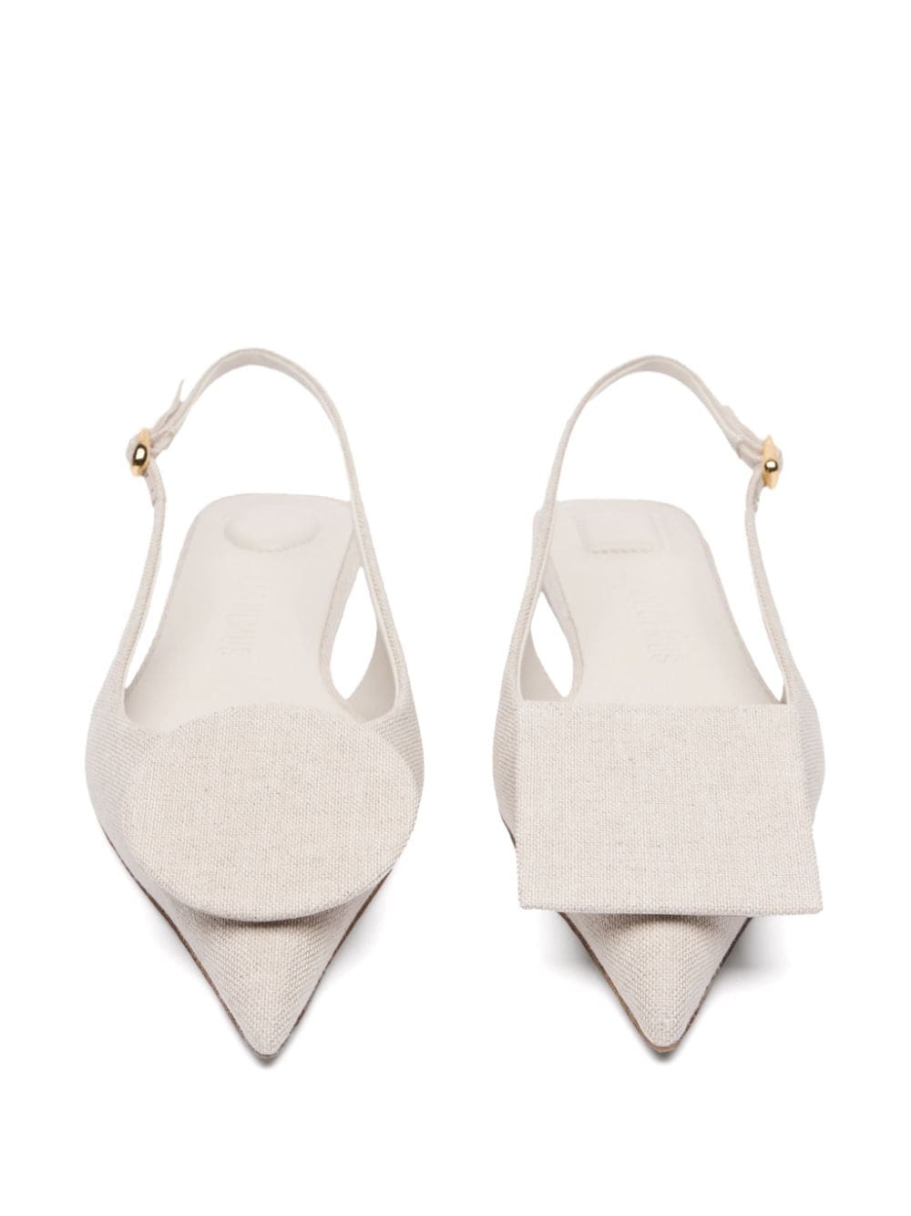 JACQUEMUS Grey Linen Blend Pointed Slingback Flats image 2