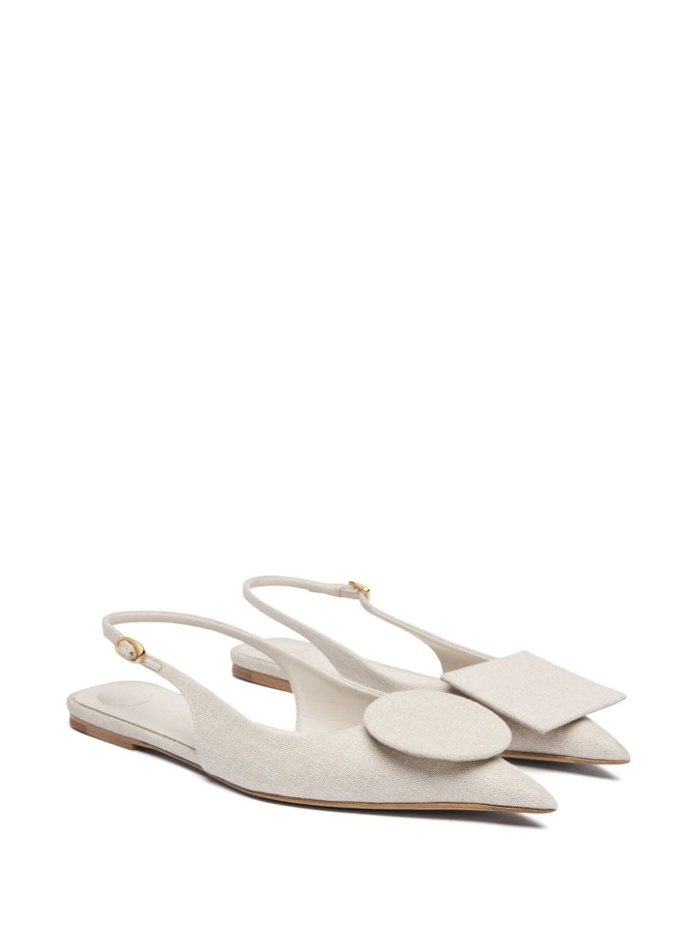 JACQUEMUS Grey Linen Blend Pointed Slingback Flats image 3