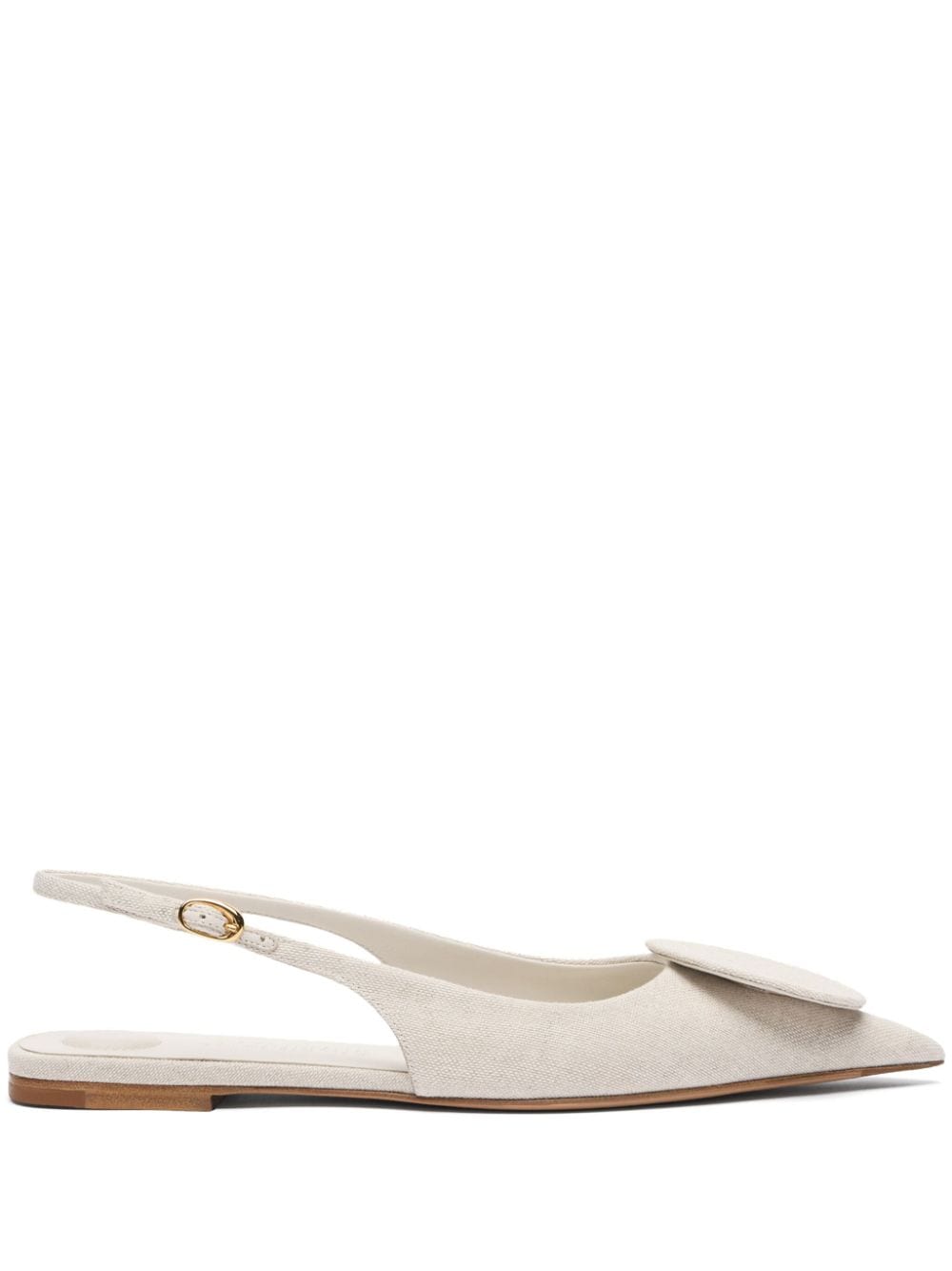 JACQUEMUS Grey Linen Blend Pointed Slingback Flats image 0