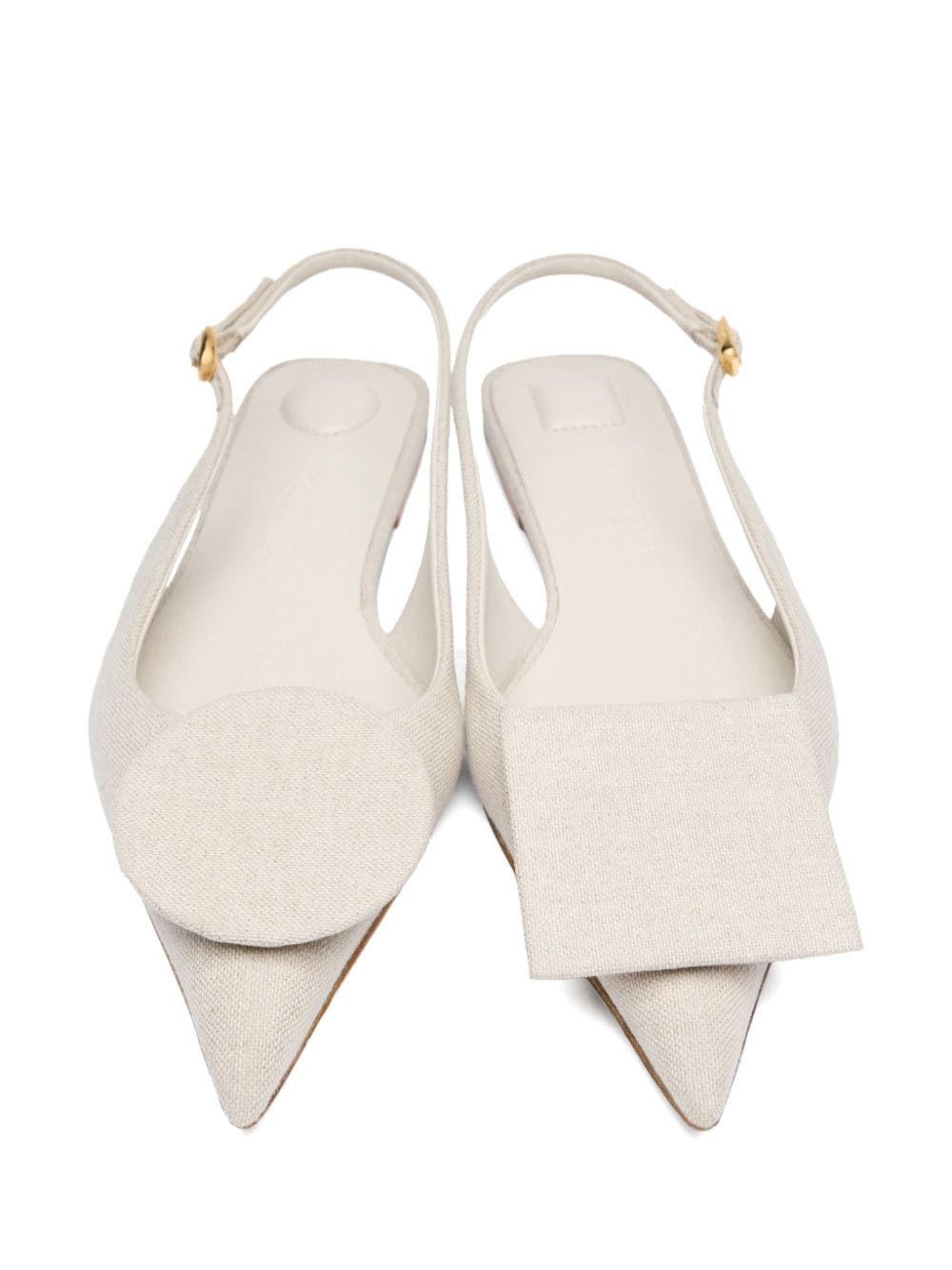 JACQUEMUS Grey Linen Blend Pointed Slingback Flats image 5