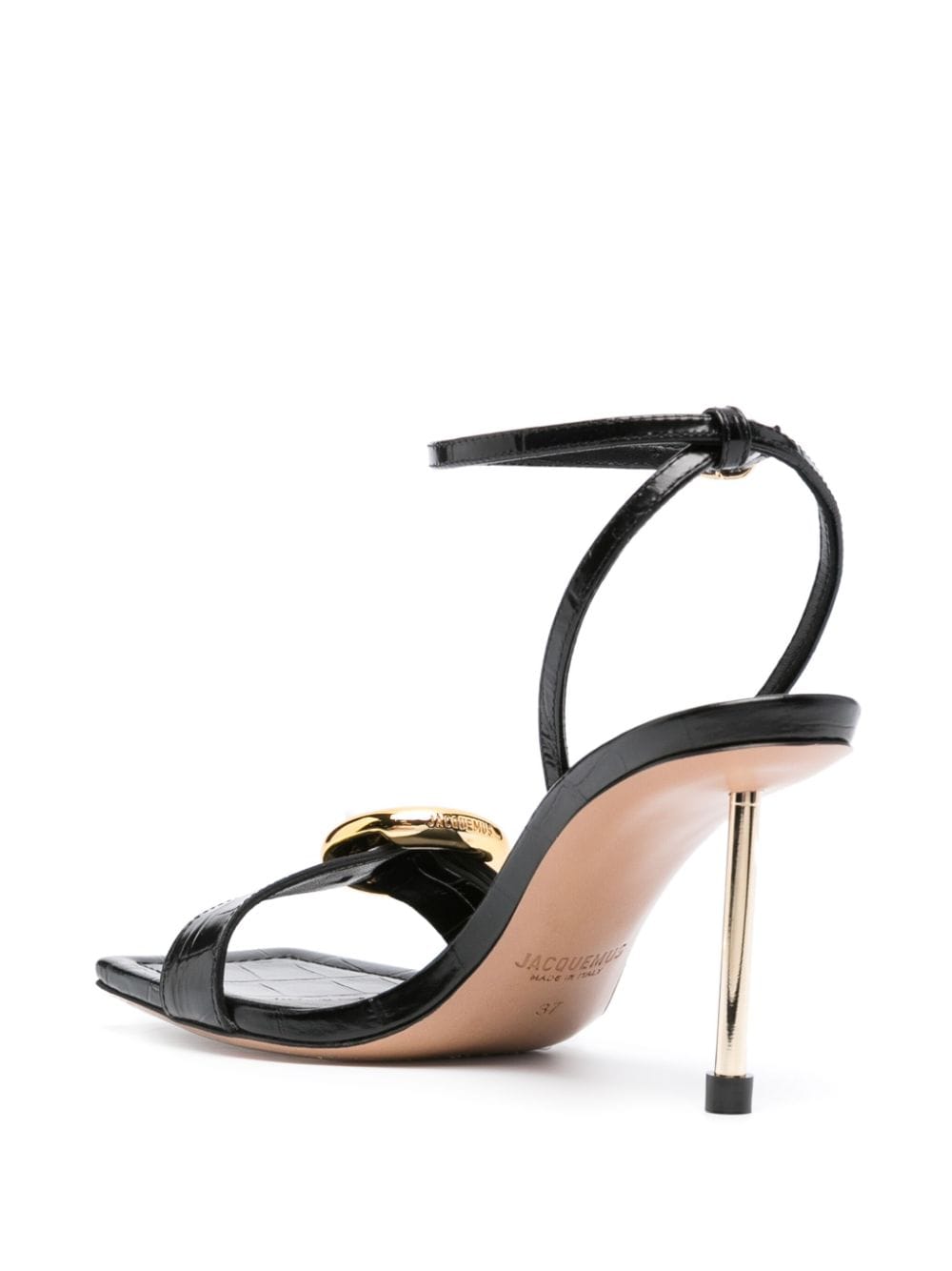 Jacquemus Square Toe Leather Sandals - Black image 2