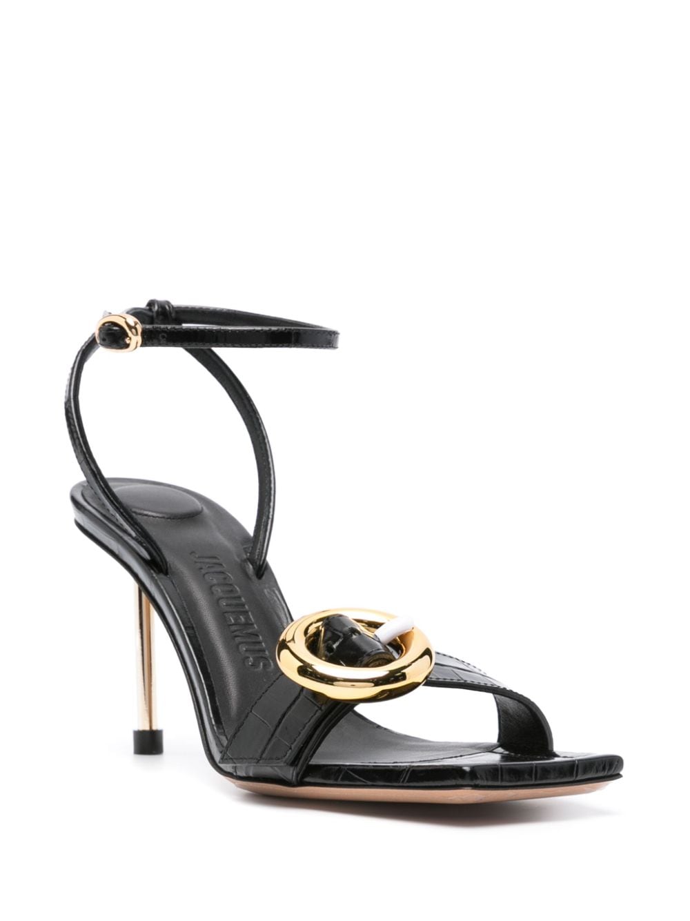 Jacquemus Square Toe Leather Sandals - Black image 3