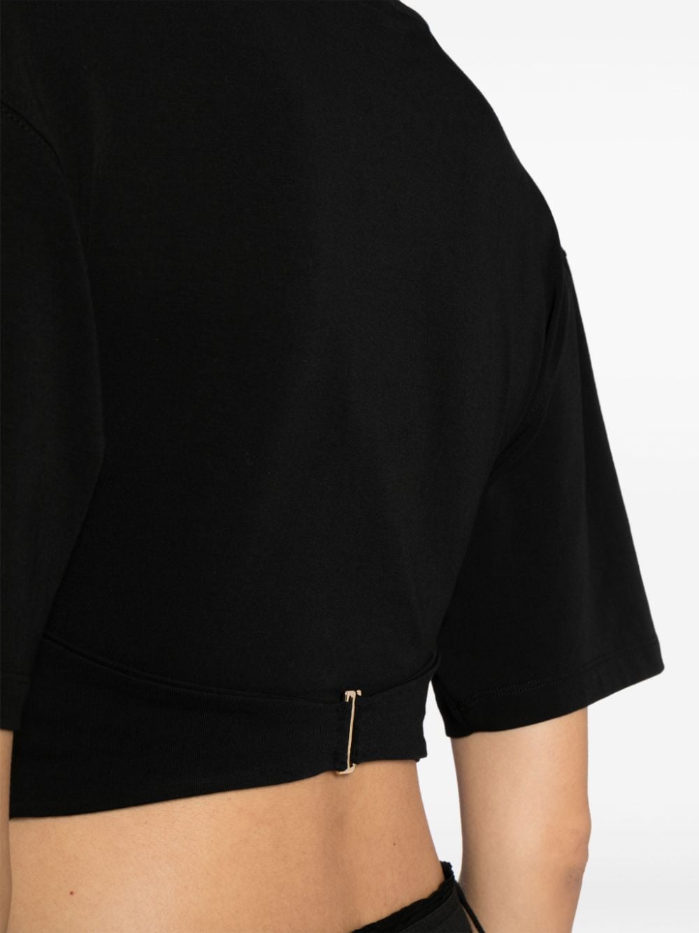 JACQUEMUS Black Stretch-Cotton Draped T-Shirt image 2