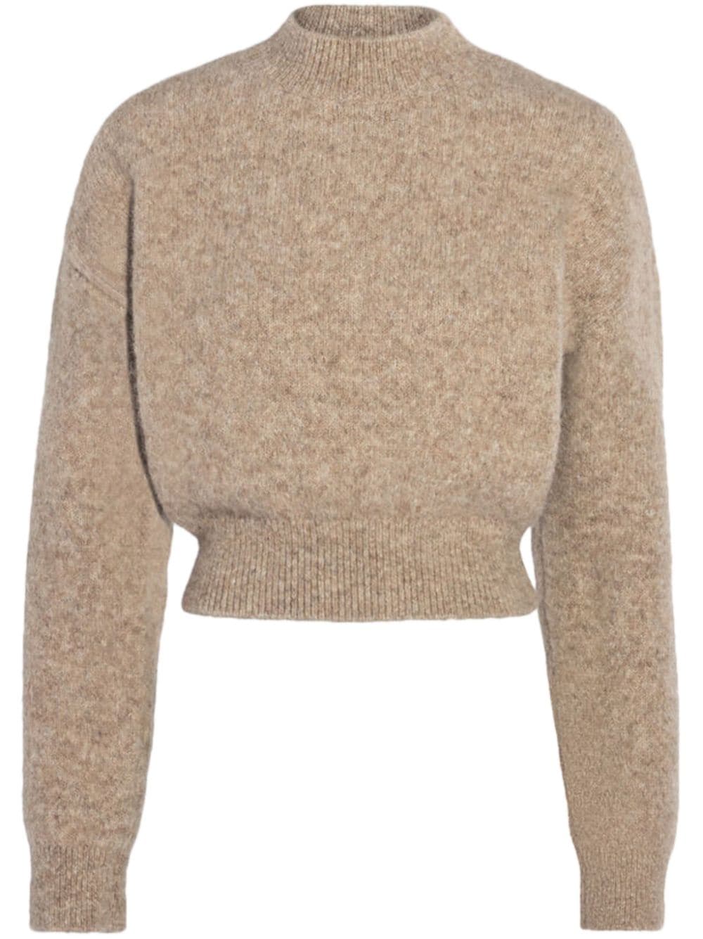 JACQUEMUS Beige Alpaca Blend Jacquard Logo Crewneck Sweater image 0