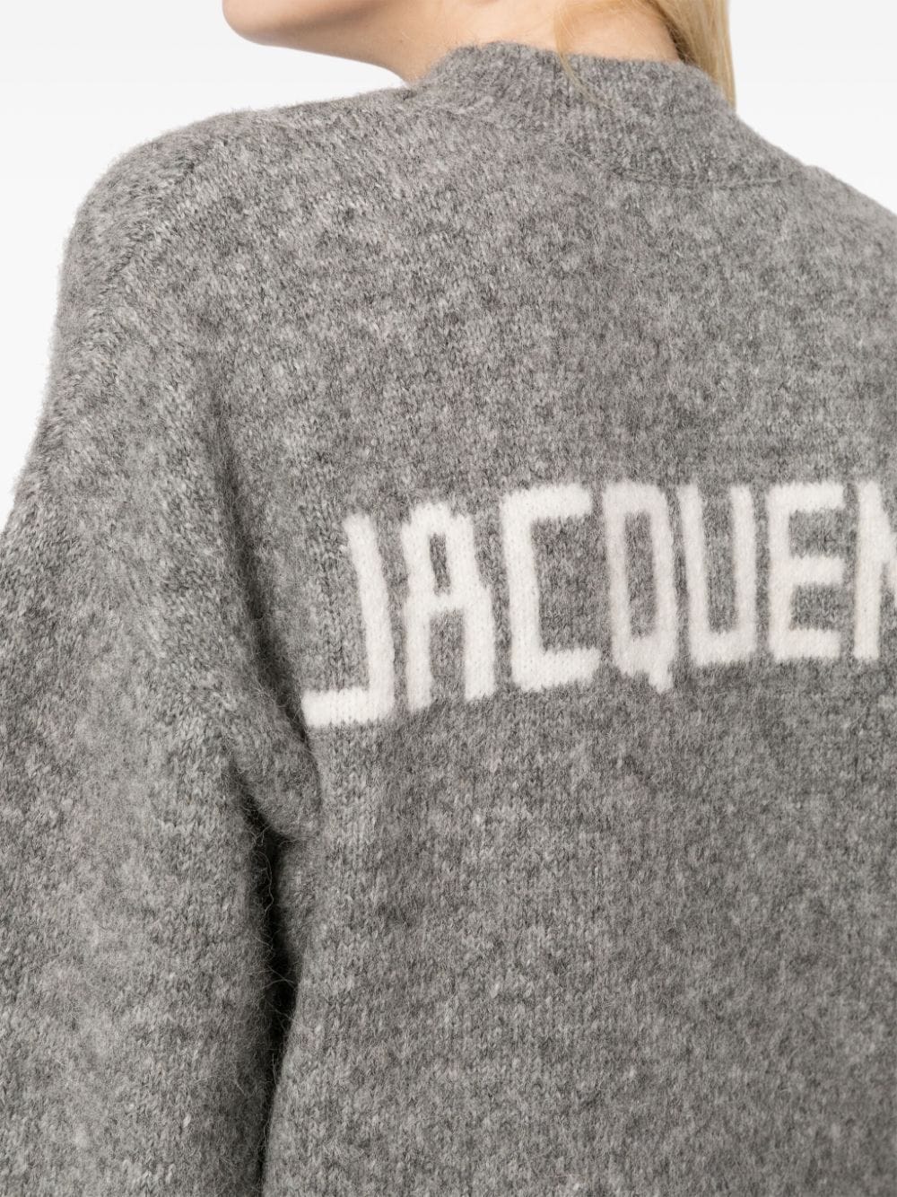 JACQUEMUS Grey Alpaca Wool-Blend Intarsia-Knit Crewneck Sweater image 1