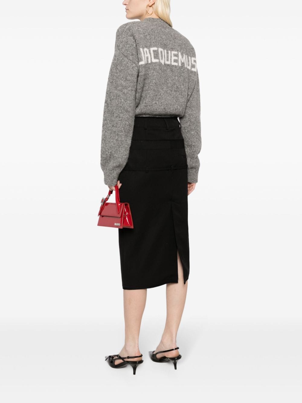 JACQUEMUS Grey Alpaca Wool-Blend Intarsia-Knit Crewneck Sweater image 2