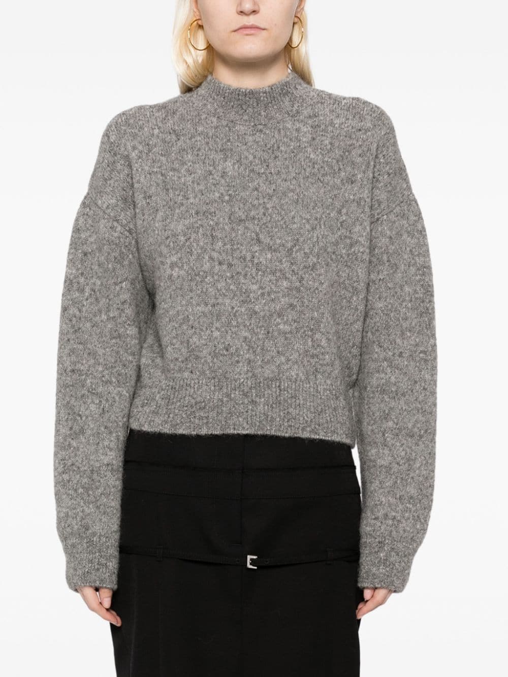 JACQUEMUS Grey Alpaca Wool-Blend Intarsia-Knit Crewneck Sweater image 4