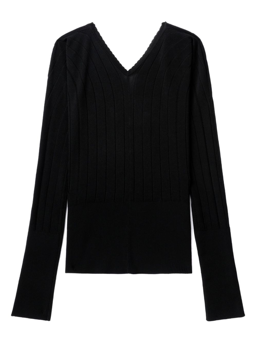 JACQUEMUS Ribbed V-Neck Sweater - Black image 1