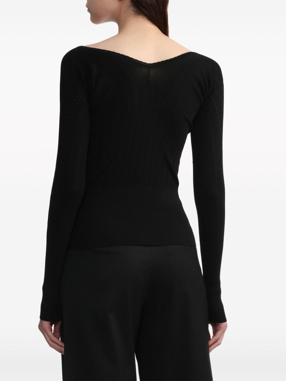 JACQUEMUS Ribbed V-Neck Sweater - Black image 2