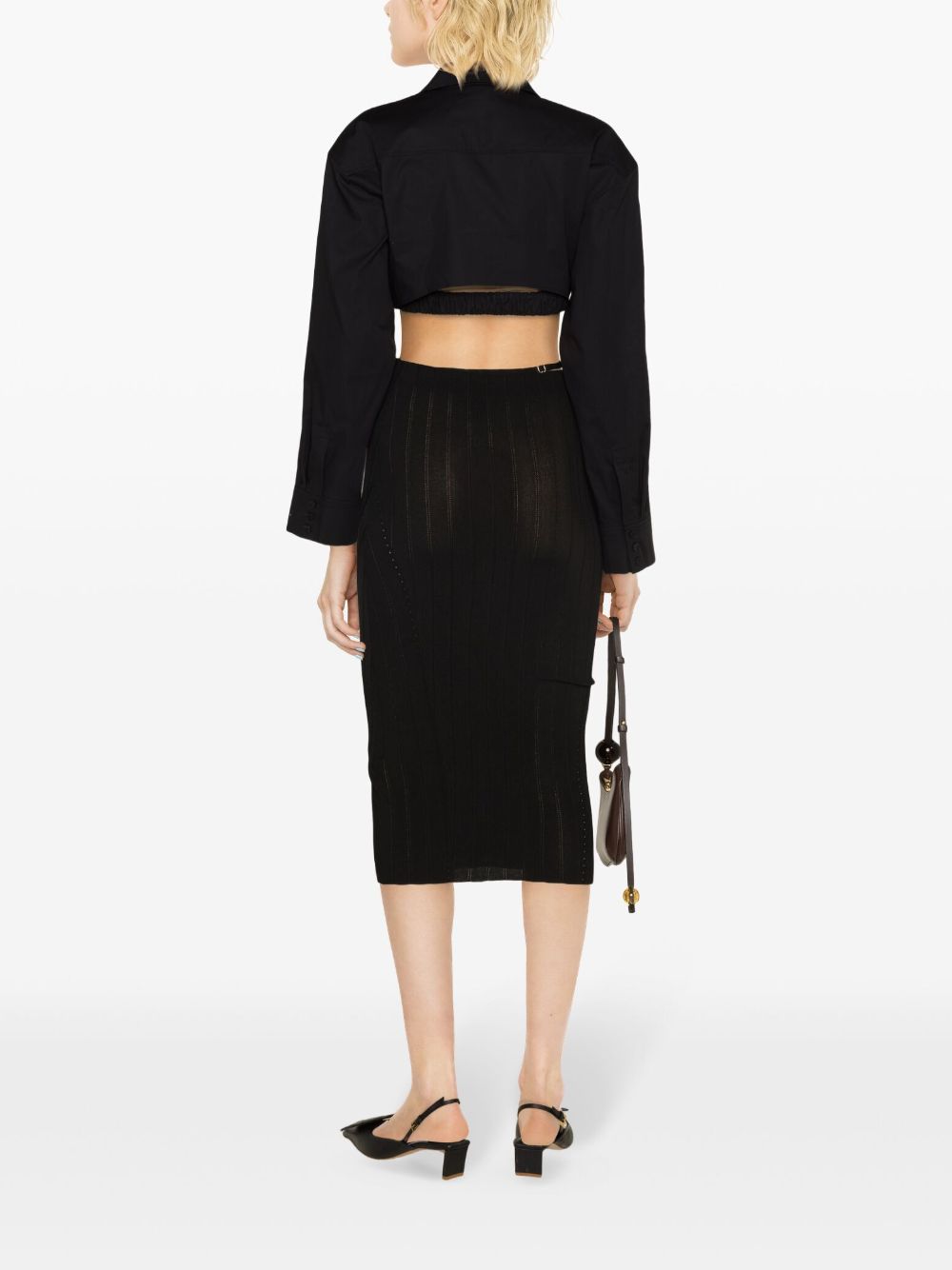 JACQUEMUS Ribbed Knit Pencil Skirt with Gold Logo image 2