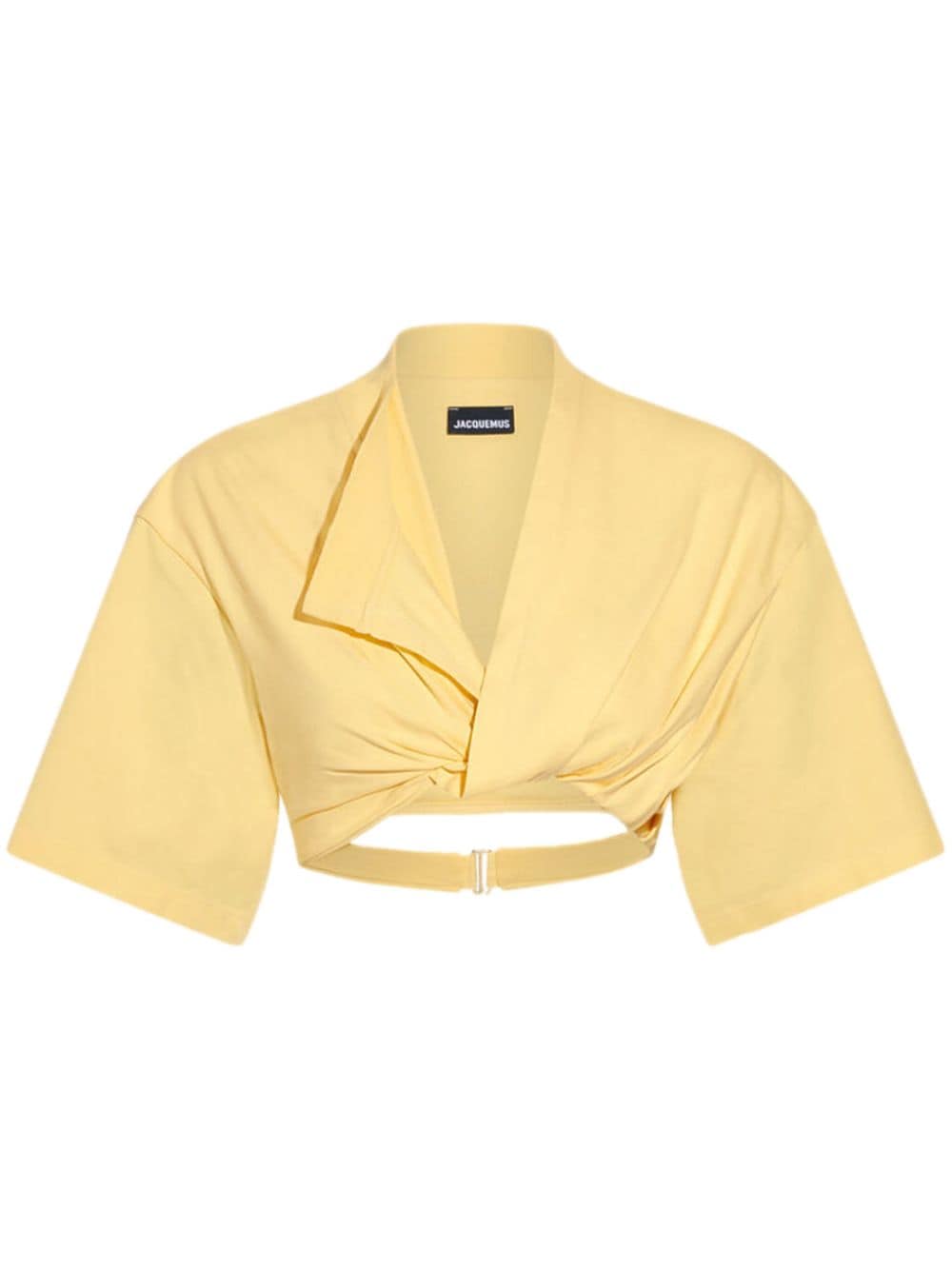 JACQUEMUS Yellow Cotton T-Shirt with Asymmetric Neck and Hem image 0