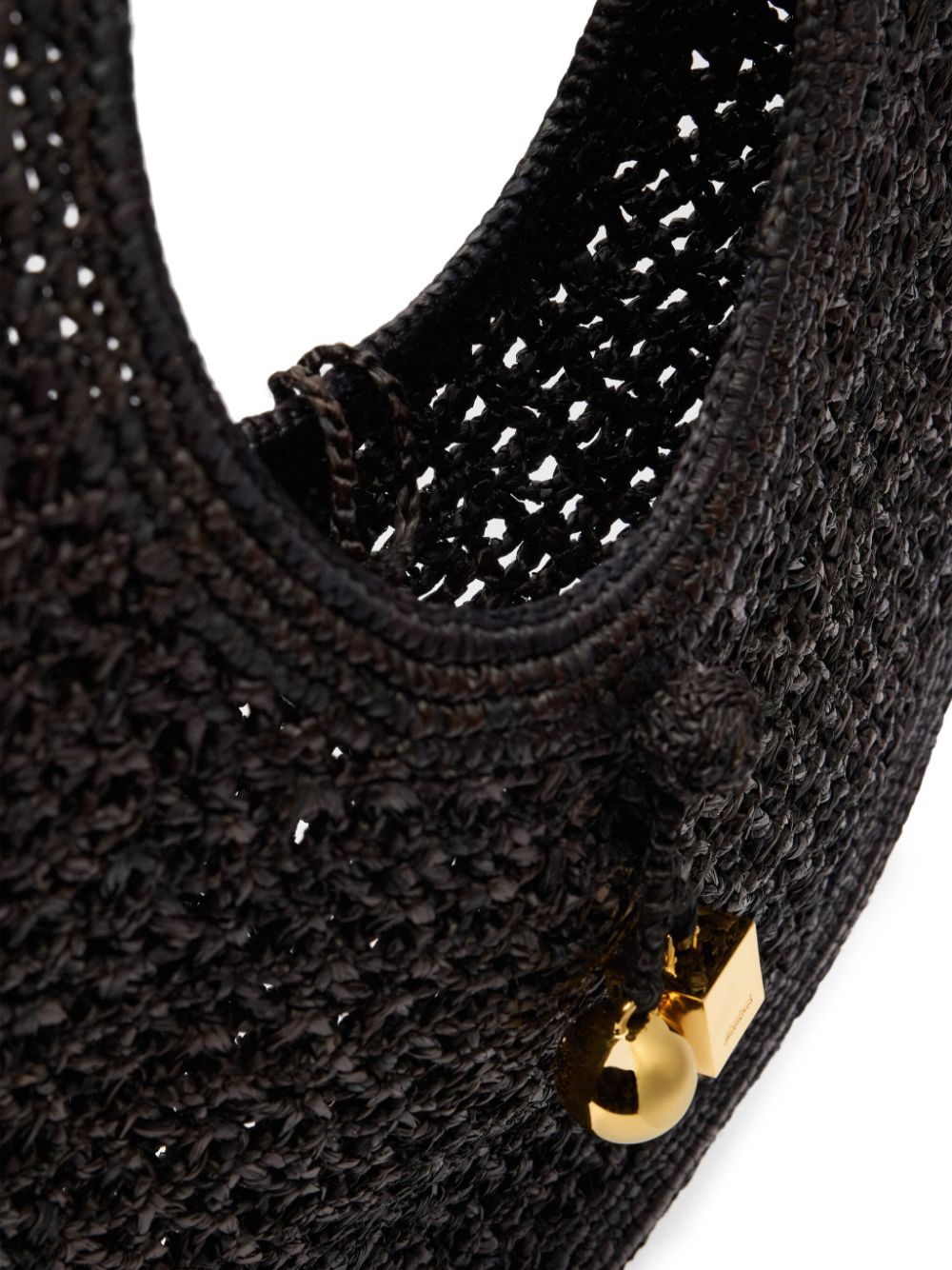 JACQUEMUS Raffia Circle Bag with Charm Detail - Black image 1