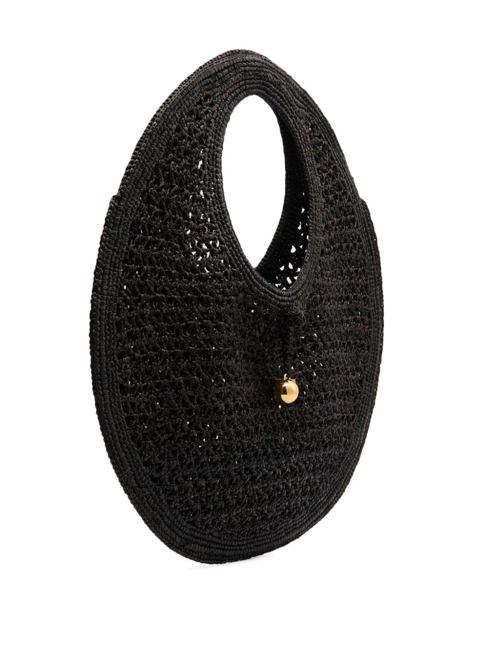 JACQUEMUS Raffia Circle Bag with Charm Detail - Black image 2