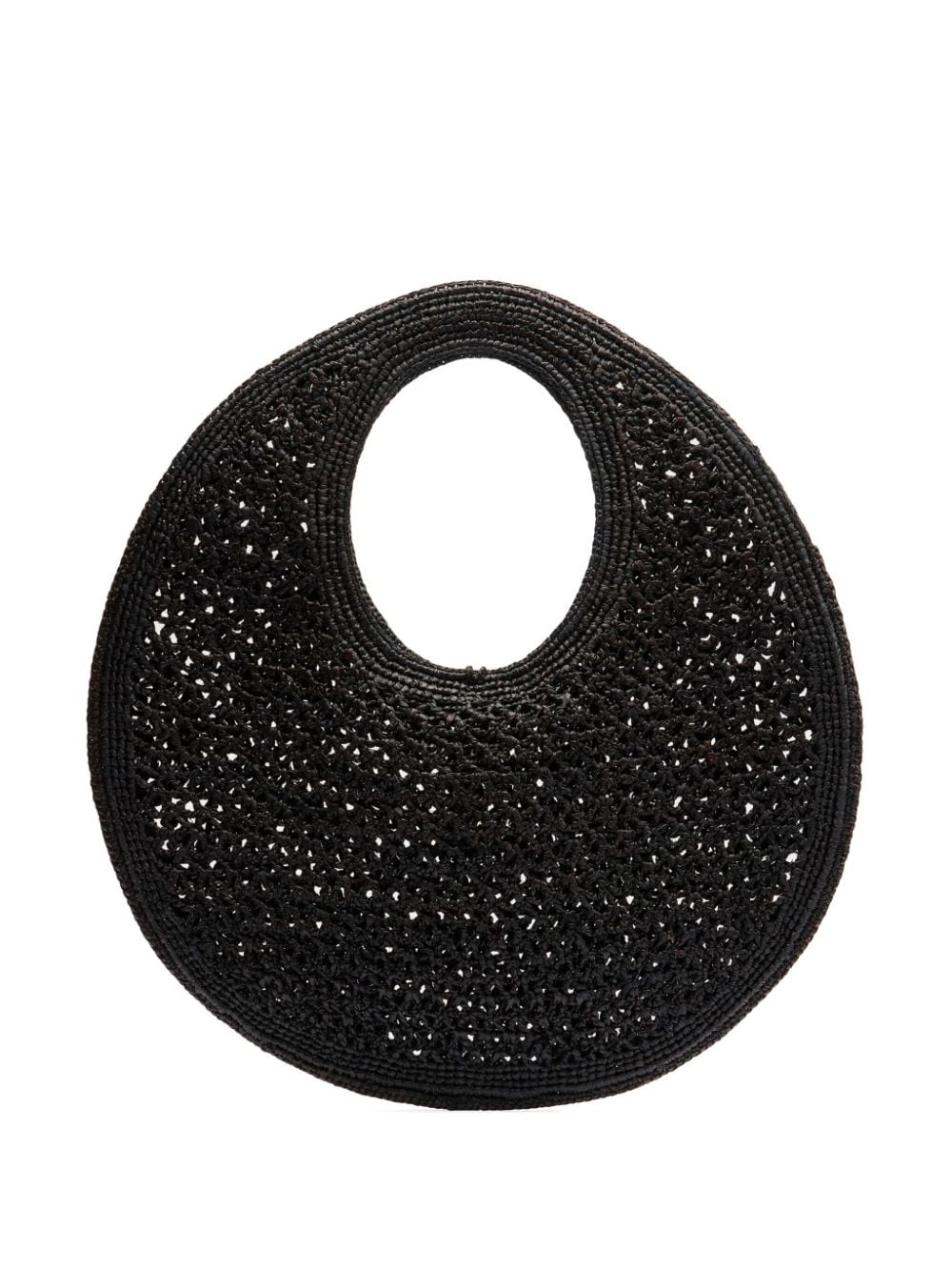 JACQUEMUS Raffia Circle Bag with Charm Detail - Black image 3