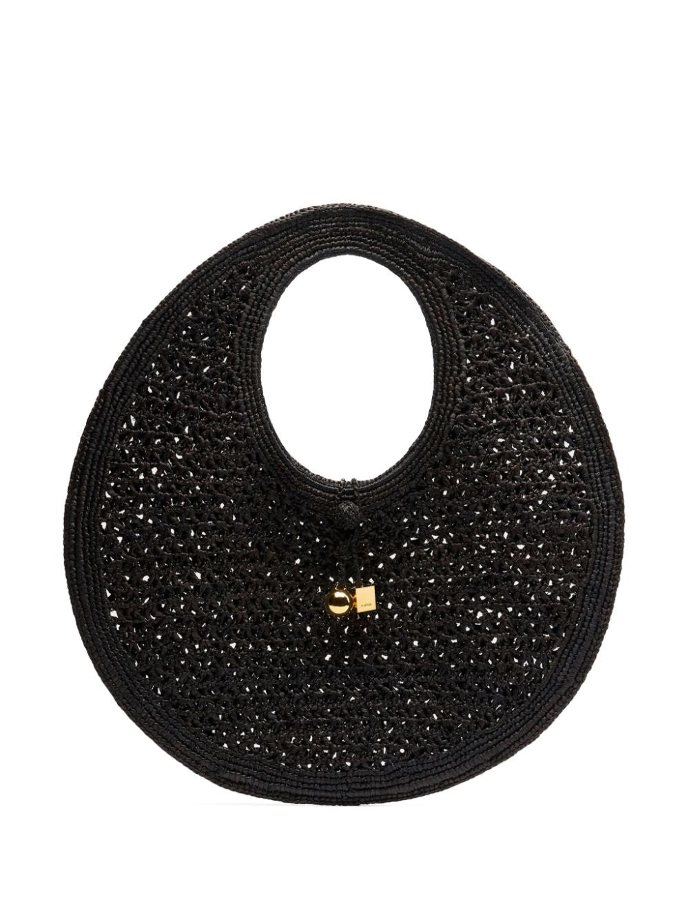 JACQUEMUS Raffia Circle Bag with Charm Detail - Black image 0