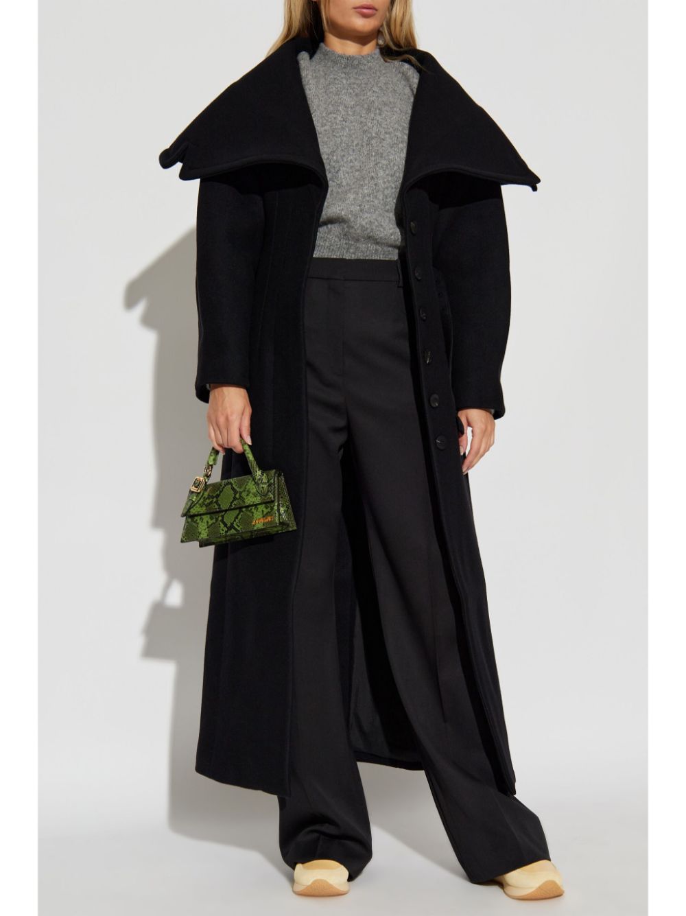 JACQUEMUS Oversized Black Virgin Wool Coat image 3