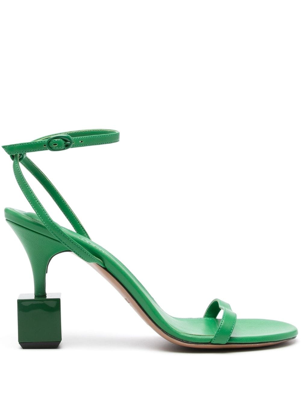 JACQUEMUS Green Leather Sculptural Heel Sandals image 0